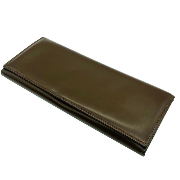 Vintage 60s chocolate brown leather clutch