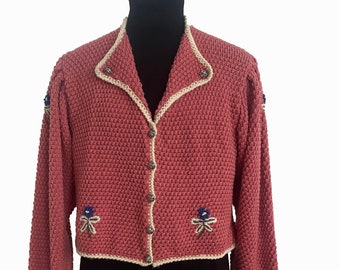 Trachten, Hand-knit cardigan with embroidery, Volup size