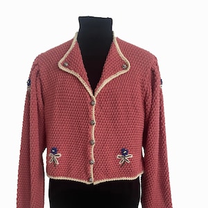 Trachten, Hand-knit cardigan with embroidery, Volup size