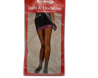 Vintage 80s pantyhose with seam and Cuban heel, size S/Meter