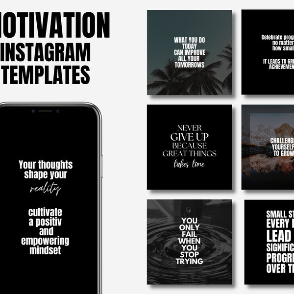 120 Inspirational Instagram Templates, Ready-to-Post Motivational Quotes, Post, Story, Modern Instagram feed, Couching, Templates for Canva