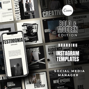 Social Media Manager Branding Instagram Templates for Business Branding Kit Bold and Modern Instagram Templates for Coaching Social Media