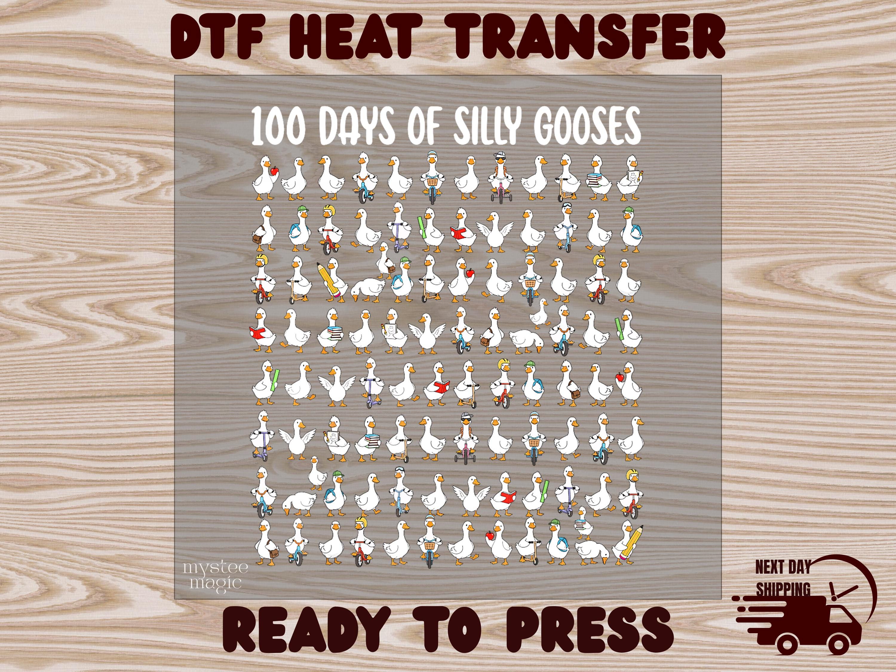 Funny Goose Kids 100 Days of School DTF Transfer, Funny 100 Silly Days ...