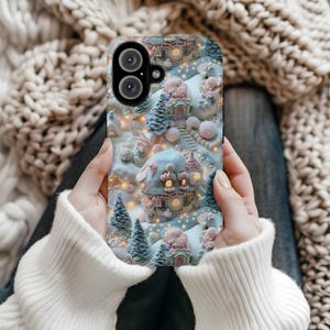 Winter Wonderland  Village Phone Case, Festive Snowy Cozy Village, Samsung S24 23 22, iPhone 16 15 14 13, Google Pixel 8 7 6, Holiday Gift