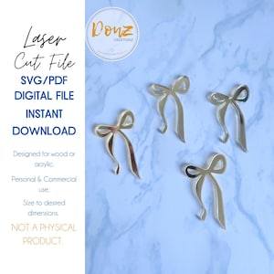 DIGITAL FILE Bow Cake Charm| Crafting Blank | Vintage | Boho |Laser | Baby Shower | Jane Austen | Dainty | Elegant