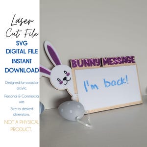 デジタル ファイル |SVG| イースター バニー ドライ イレース メッセージ ボード | アクリル | 木材 | ウサギ | カウントダウン | レーザー ファイル | 棚の上のエルフ