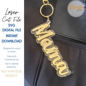 ¡ARCHIVO DIGITAL! Llavero de mamá SVG para corte láser / Día de la Madre / Nueva Mamá / Navidad / Etiqueta para bolso / Archivo láser SVG / CO2 / Bolso de lactancia / Regalo