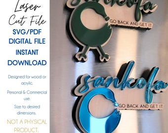 Archivo cortado por láser con imán Sankofa Adinkra (SVG/PDF)