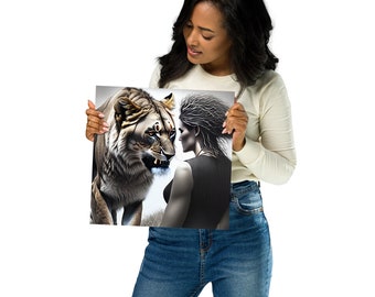 Woman and lion inspiring female warrior, fightress, woman, warrior woman, warrior women, heroic fantasy art, female warrior art,