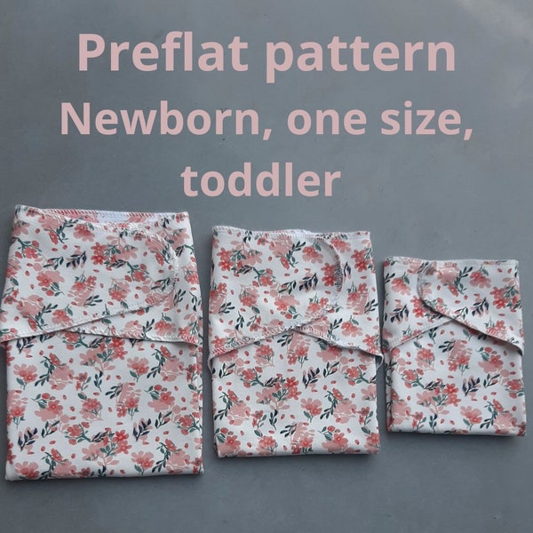 Preflat bundle sewing pattern one size newborn pattern toddler preflat prefold fitted cloth diaper baby nappy preflat pattern bundle