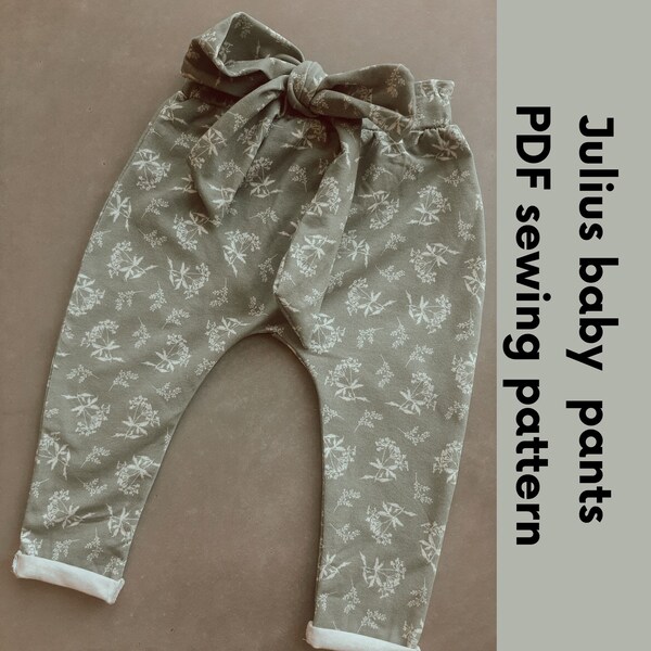 sewing pattern for baby bow pants beginner sewing pattern for knit fabrics baby trousers pattern paperbag waist pants easy sewing pattern