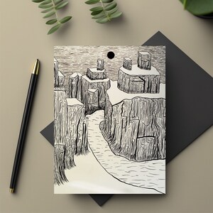 Postkarte "Fluss Styx" – Tuschezeichnung – Kunstpostkarte, A6 - Auf den Spuren der antiken, griechischen Mythologie
