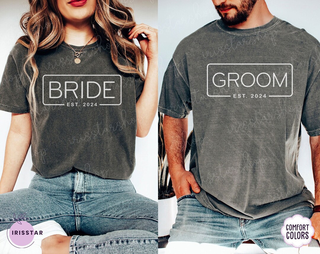 Comfort Colors Groom and Bride Shirt, Wedding Tshirt, Custom Groom and