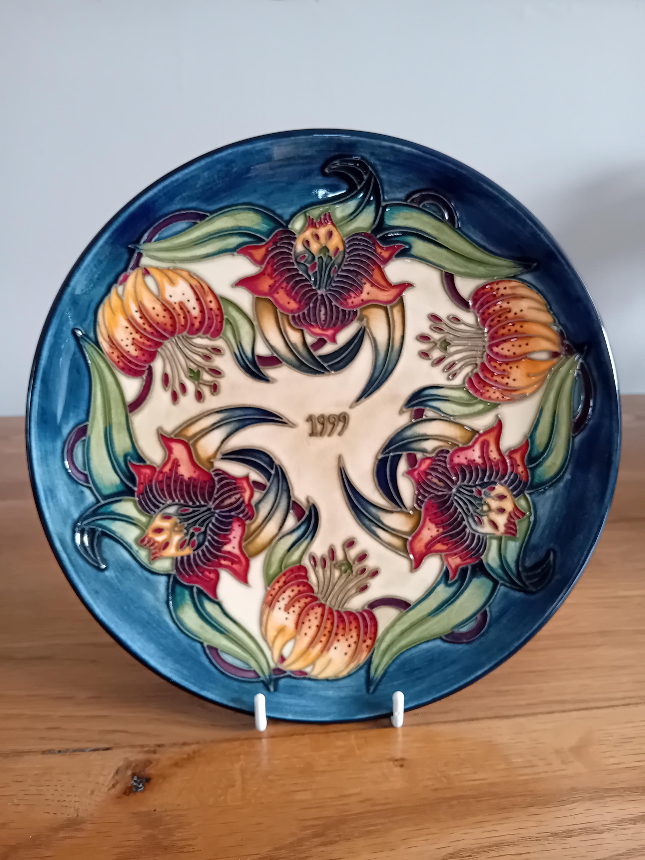 Moorcroft Pottery Year Plate - Anna Lily. Limited Edition, Signed