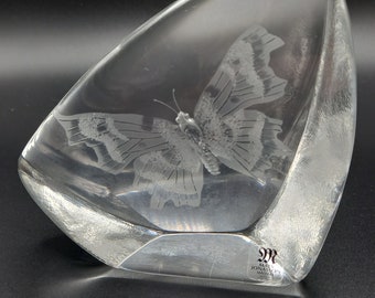 Mats Jonasson handmade glass paperweight - Butterfly