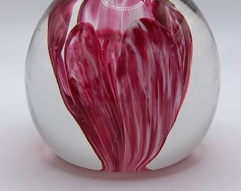 Purple crocus petal glass paperweight