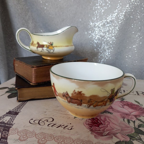 Royal Doulton Coaching Days tea cup and creamer