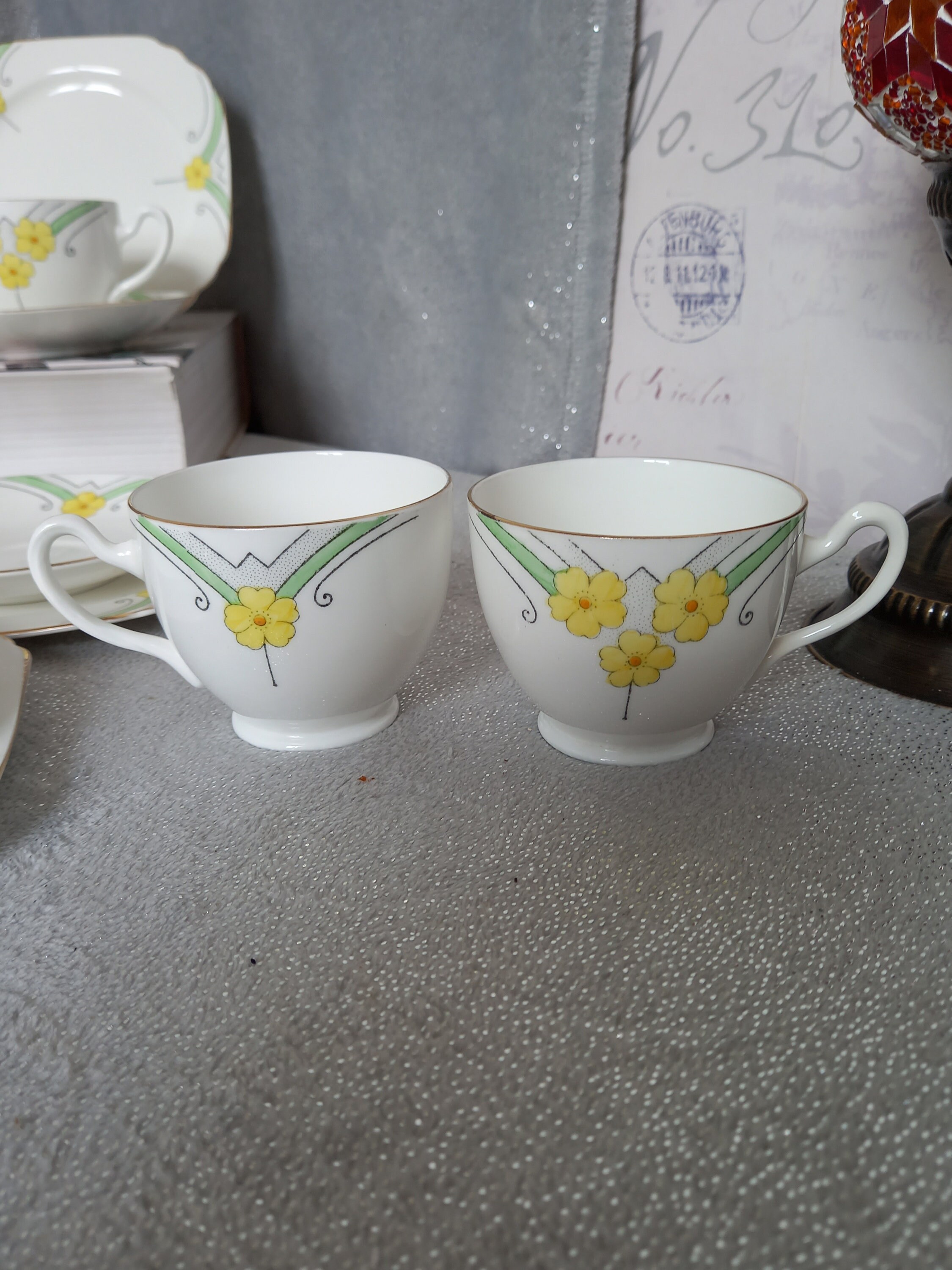 Art Deco Heathcote Best Bone China Teacup Trio Etsy UK