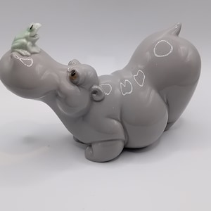 Nao by Lladro- Lakeside Buddies. Hippo With Frog. Fine Spanish