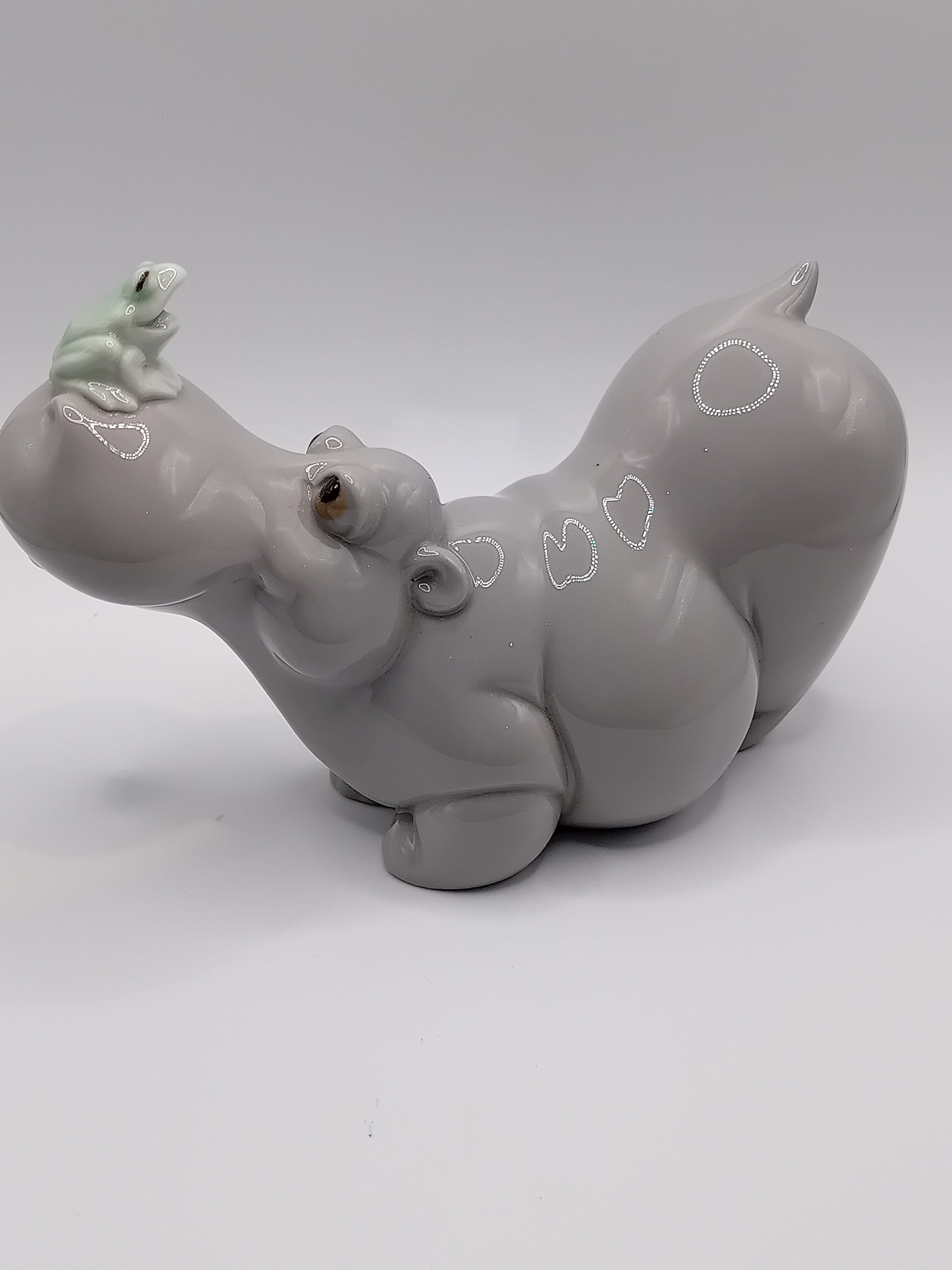 Nao by Lladro- Lakeside Buddies. Hippo With Frog. Fine Spanish