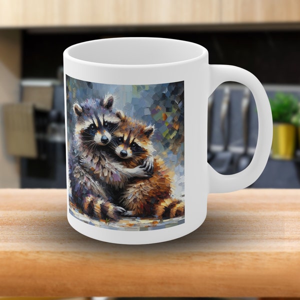 Raccoon Mug, Funny Mug, Ceramic Mug, Meme Mug, Raccoon hug, Gift Mug, Animal World Art, Couple Gift, Funny Animals, Animal Love, Valentine's