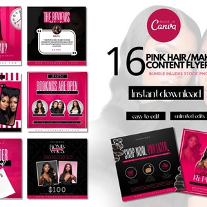 Booking & Appointment Flyer | Edit In Canva | Beauty Content Bundle | Makeup Artist | Book Now Flyer | Wig Flyer | Hairstylist Flyer