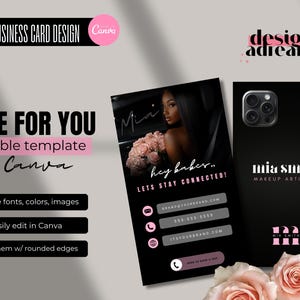 Visitenkarte Vorlage Design | Instagram Visitenkarte | Feminine Visitenkarte | Maskenbildner | Treuekarte | Nagel Visitenkarte