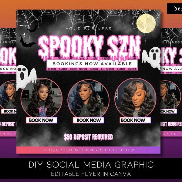 Halloween Flyer | October Flyer | Beauty Flyer | Hairstylist Flyer | Boutique Flyer | Book Now Flyer | Spooky Season