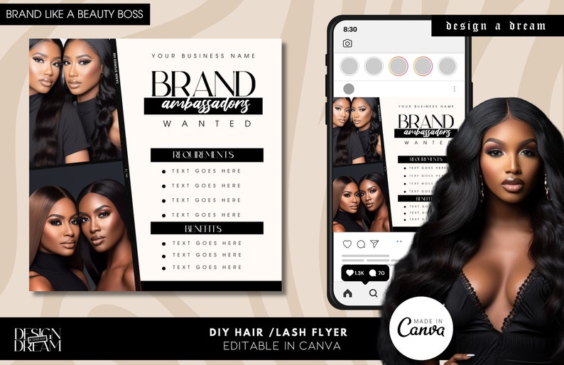 Brand Ambassador Hair Flyer Beauty Flyer Hairstylist Flyer Boutique