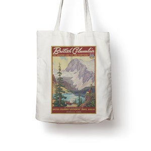 British Colombia BC Canada Vintage Travel Poster Cotton Tote bag