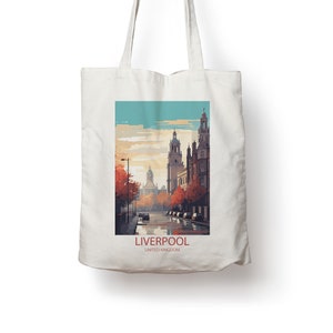 Liverpool UK Vintage Travel Poster Tote Bag