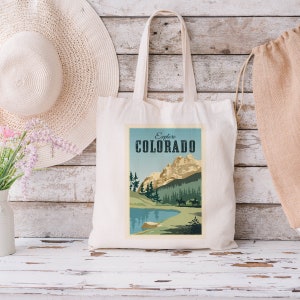 Explore Colorado EUA Retro Vintage Travel Poster Sacola de algodão