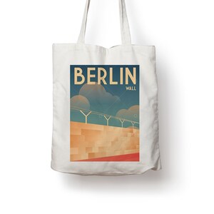 Berliner Mauer Deutschland Retro Vintage Reise Poster Baumwolltasche