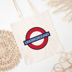 Poster de voyage dans le métro londonien - Sac fourre-tout en coton pour touristes