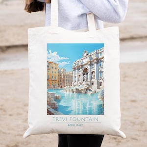Trevi Brunnen Rom Italien Reise Poster Tourist Baumwolle Einkaufstasche Geschenk