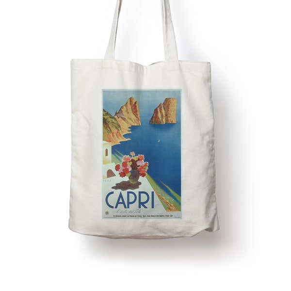 Capri Italien Vintage Reise Poster Baumwolle Tragetasche