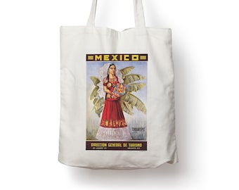 Mexico Retro Vintage Travel Poster Cotton Tote bag