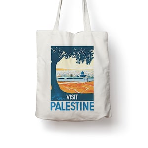 Visit Palestine Retro Vintage Travel Poster Cotton Tote bag