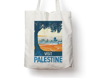 Bezoek Palestina Retro Vintage Reisposter Katoenen tas van de Totalisator