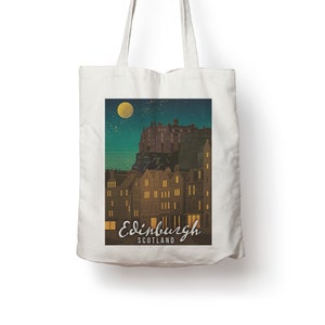 Edinburgh Scotland Retro Vintage Travel Poster Cotton Tote bag
