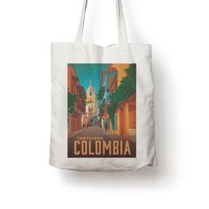 Cartagena Colombia Vintage Travel Poster Cotton Tote bag