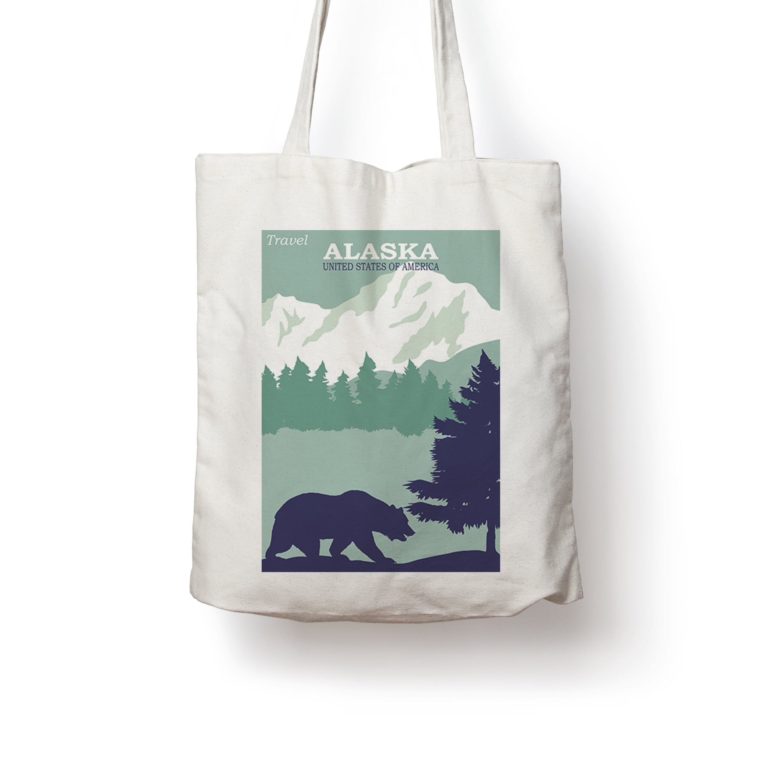 Alaska, Bear & Spring Flowers, Cruise Ship, Lantern Press Artwork canvas tote  bag