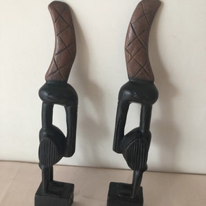 Set of 2 decorative wooden statuettes Africa