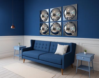 Set di sei (6) quadri da parete cromati anni Sessanta con bolle