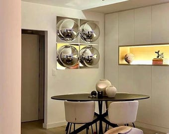Set of four(4) Chrome Bubble Mirrors