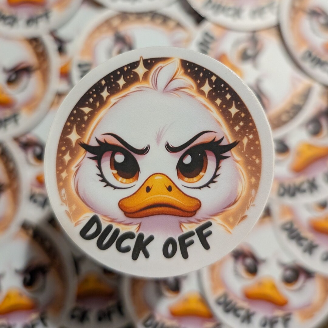 Funny Duck Sticker - Duck off Sarcastic Waterproof Decal, Angry Duck ...