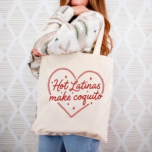Hot Latinas Make Coquito Tote Bag, Funny Latina Christmas Gift, Puerto Rican Holiday Tote, Cultural Pride Shopping Bag for Women