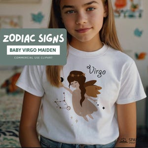 Baby Virgo Maiden PNG | Zodiac Clipart | High-Res Astrology Digital Art | Transparent Background | POD Design | DIY Printable File