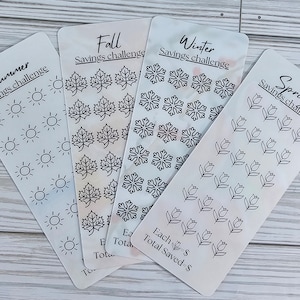 Seasons savings challenge bundle//cash stuffing//cash envelopes//Laminated A6 trackers//Laminated savings challenges