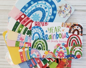 12 months mini rainbow scratch off savings challenge//Budget//savings challenge//cash stuffing//scratch off